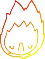 warm gradient line drawing cartoon unhappy flame vector