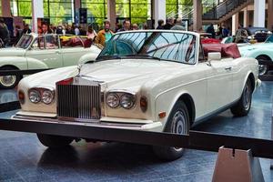 FRIEDRICHSHAFEN - MAY 2019 white ROLLS-ROYCE CORNICHE 1986 cabrio at Motorworld Classics Bodensee on May 11, 2019 in Friedrichshafen, Germany photo