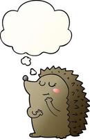 cute cartoon hedgehog and thought bubble in smooth gradient style vector