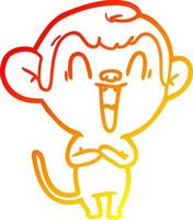 warm gradient line drawing cartoon laughing monkey vector