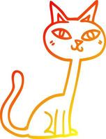 warm gradient line drawing cartoon cat vector