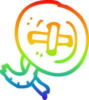 rainbow gradient line drawing cartoon old button vector