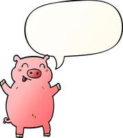 cartoon pig and speech bubble in smooth gradient style vector