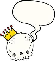 cartoon skull and crown and speech bubble vector