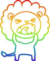 rainbow gradient line drawing cartoon lion vector