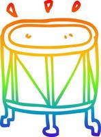 tambor de dibujos animados de dibujo de línea de gradiente de arco iris en soporte vector