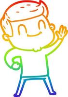 rainbow gradient line drawing cartoon friendly man vector