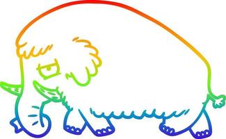 línea de gradiente de arco iris dibujo mamut de dibujos animados vector