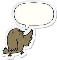 cartoon bird and speech bubble sticker vector