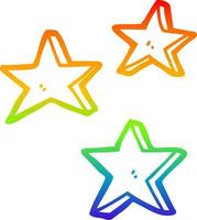 rainbow gradient line drawing cartoon stars vector