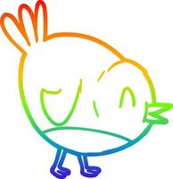 rainbow gradient line drawing cartoon robin bird vector