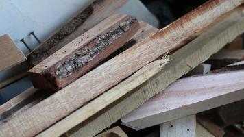 square pile of wood ready to be assembled photo