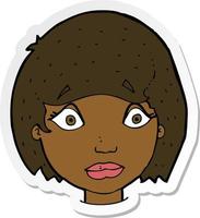 sticker of a cartoon worried female face vector