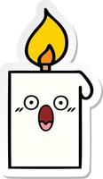 sticker of a cute cartoon lit candle vector