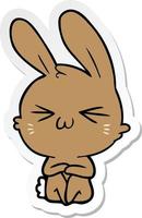sticker of a cute cartoon rabbit vector