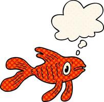 cartoon fish and thought bubble in comic book style vector