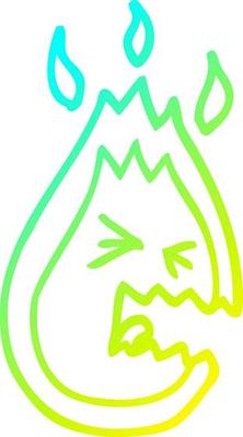 cold gradient line drawing cartoon hot angry flame