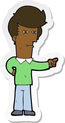 sticker of a cartoon man pointing
