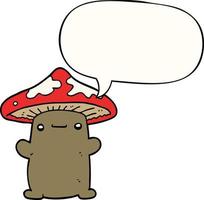 cartoon mushroom and speech bubble vector