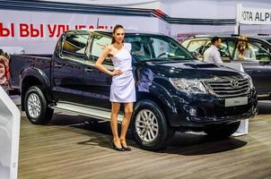 MOSCOW, RUSSIA - AUG 2012 NISSAN HILUX DOUBLE CAB 6TH GENERATION presented as world premiere at the 16th MIAS Moscow International Automobile Salon on August 30, 2012 in Moscow, Russia photo