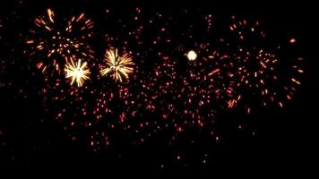 Concept F7 View of The Realistic Fireworks in Night Sky with Random Pattern Explosion Sparks Animation video