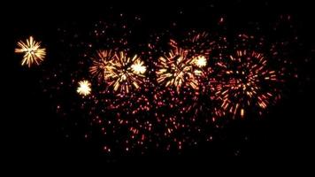 Concept F2 View of The Realistic Fireworks in Night Sky with Random Pattern Explosion Sparks Animation video