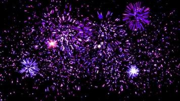 concetto f9 Visualizza di il realistico fuochi d'artificio nel notte cielo con casuale modello esplosione scintille animazione e colore modificare