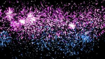 concetto f10 Visualizza di il realistico fuochi d'artificio nel notte cielo con casuale modello esplosione scintille animazione e colore modificare