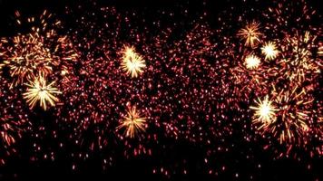 Concept F3 View of The Realistic Fireworks in Night Sky with Random Pattern Explosion Sparks Animation video