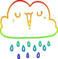 rainbow gradient line drawing cartoon storm cloud vector