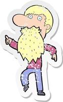 retro distressed sticker of a cartoon man wearing fake beard vector