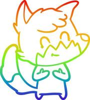 dibujo de línea de gradiente de arco iris zorro amistoso de dibujos animados vector