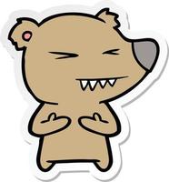 sticker of a angry bear cartoon vector