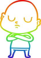 rainbow gradient line drawing cartoon bald man vector
