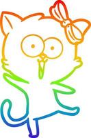 rainbow gradient line drawing cartoon cat vector