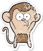 pegatina angustiada de un mono sorprendido de dibujos animados
