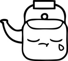 line drawing cartoon kettle vector