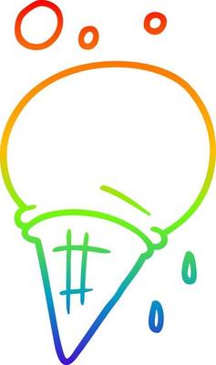 rainbow gradient line drawing cartoon ice cream
