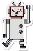 sticker of a cute cartoon crazy robot vector
