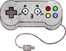 retro grunge texture cartoon game controller vector