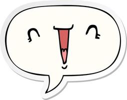 cute cartoon face and speech bubble sticker vector