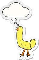 cartoon bird and thought bubble as a printed sticker vector