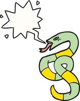 hissing cartoon snake and speech bubble vector