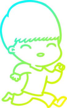 línea de gradiente frío dibujo chico feliz de dibujos animados vector