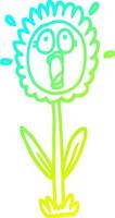 cold gradient line drawing cartoon shocked sunflower vector