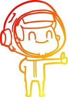 warm gradient line drawing happy cartoon astronaut vector