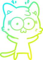 cold gradient line drawing cartoon surprised cat vector