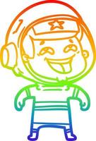 arco iris gradiente línea dibujo dibujos animados riendo astronauta vector