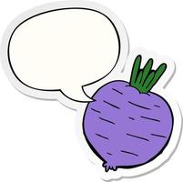 cartoon vegetable and speech bubble sticker vector