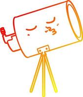 warm gradient line drawing cartoon telescope with face vector